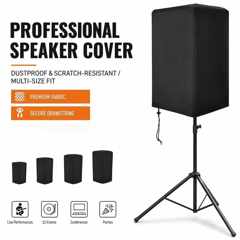 Audio Home Cinema - 210D オックスフォード防水防塵スピーカープロテクターブラックマルチサイズオーディオスピーカーカバーホームシアター屋外使用用