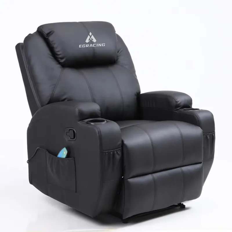 モダンな一人用リクライニングシネマチェア、合成皮革、伸縮式マ - Home Cinema Chairs のレビューと価格