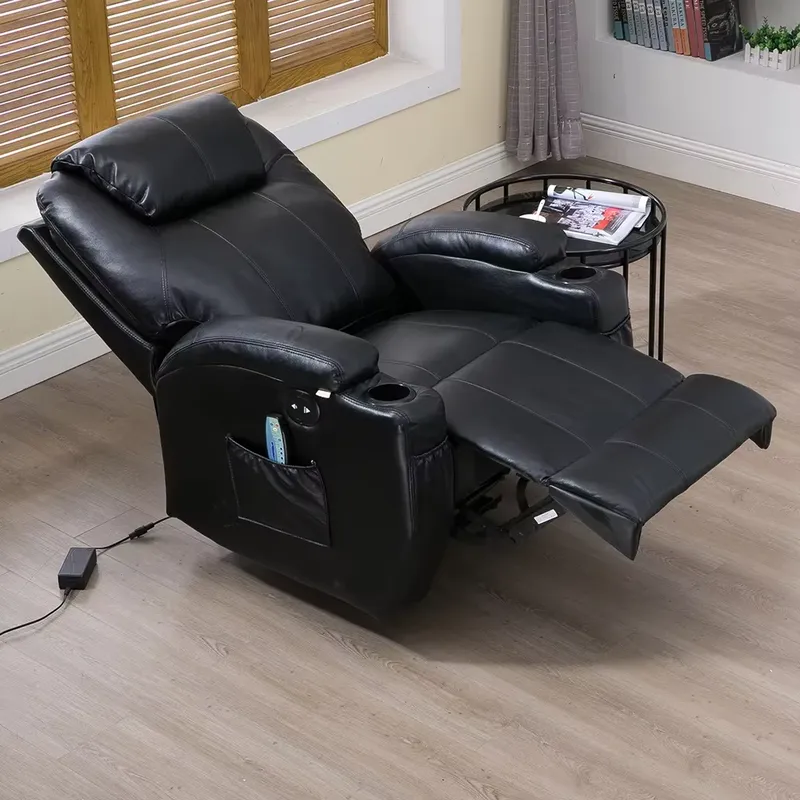 モダンな一人用リクライニングシネマチェア、合成皮革、伸縮式マ - Home Cinema Chairs のレビューと価格